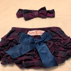 SALE‼️  Plum & Navy Frilly Bloomers w/Headband